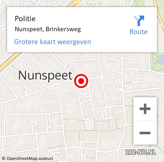 Locatie op kaart van de 112 melding: Politie Nunspeet, Brinkersweg op 25 juli 2019 09:20