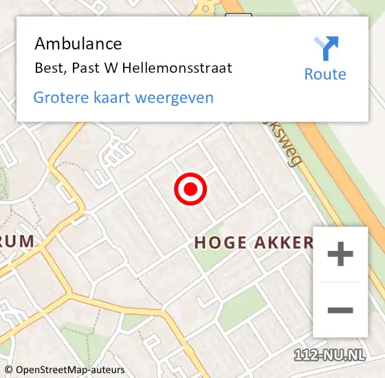 Locatie op kaart van de 112 melding: Ambulance Best, Past W Hellemonsstraat op 25 juli 2019 12:25