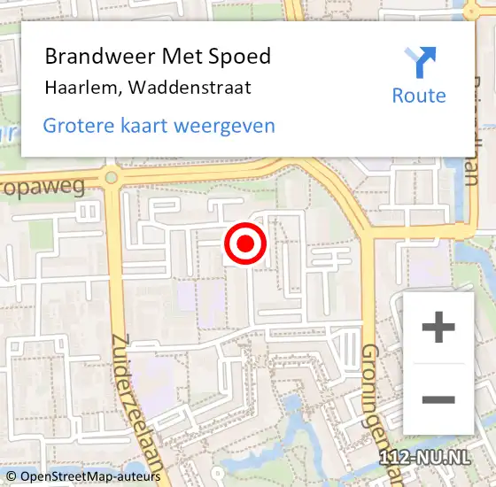 Locatie op kaart van de 112 melding: Brandweer Met Spoed Naar Haarlem, Waddenstraat op 25 juli 2019 13:09