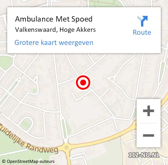 Locatie op kaart van de 112 melding: Ambulance Met Spoed Naar Valkenswaard, Hoge Akkers op 25 juli 2019 13:49