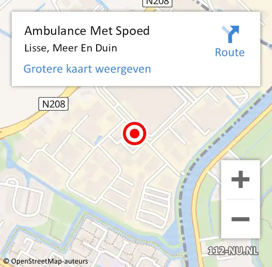 Locatie op kaart van de 112 melding: Ambulance Met Spoed Naar Lisse, Meer En Duin op 25 juli 2019 14:00