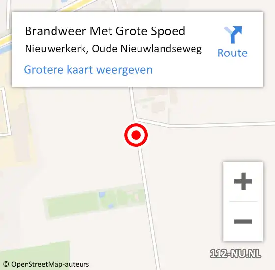 Locatie op kaart van de 112 melding: Brandweer Met Grote Spoed Naar Nieuwerkerk, Oude Nieuwlandseweg op 25 juli 2019 14:15