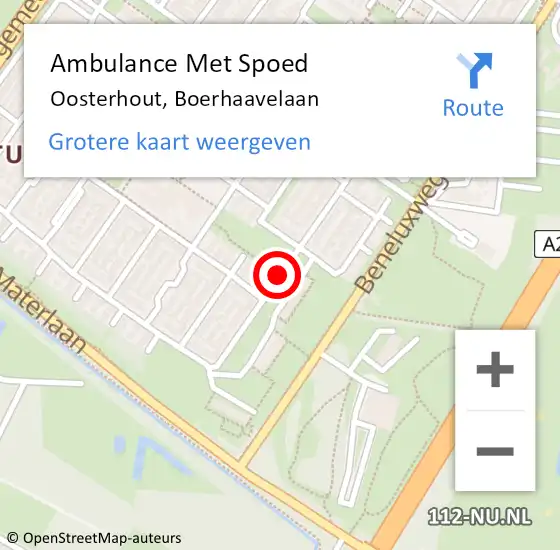 Locatie op kaart van de 112 melding: Ambulance Met Spoed Naar Oosterhout, Boerhaavelaan op 25 juli 2019 14:25