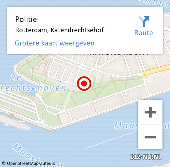 Locatie op kaart van de 112 melding: Politie Rotterdam, Katendrechtsehof op 25 juli 2019 16:27