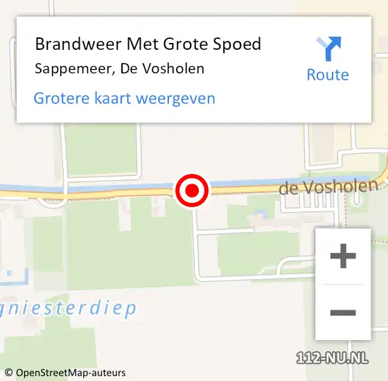 Locatie op kaart van de 112 melding: Brandweer Met Grote Spoed Naar Sappemeer, De Vosholen op 25 juli 2019 17:45