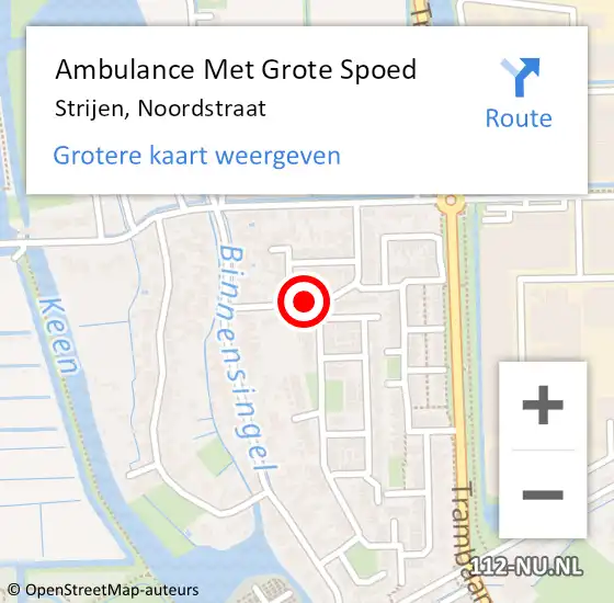 Locatie op kaart van de 112 melding: Ambulance Met Grote Spoed Naar Strijen, Noordstraat op 25 juli 2019 18:32