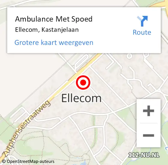 Locatie op kaart van de 112 melding: Ambulance Met Spoed Naar Ellecom, Kastanjelaan op 26 juli 2019 00:37
