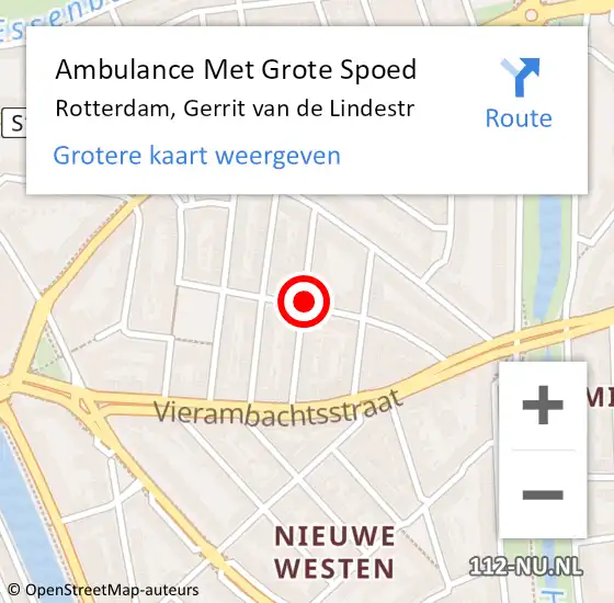 Locatie op kaart van de 112 melding: Ambulance Met Grote Spoed Naar Rotterdam, Gerrit Van De Lindestr op 26 juli 2019 00:50