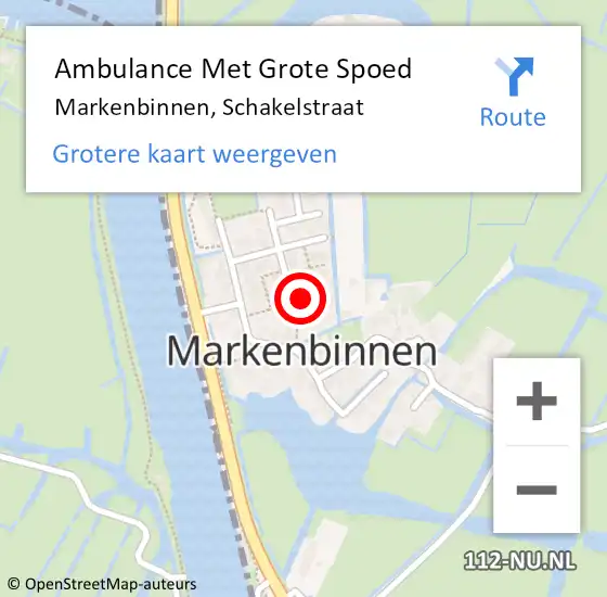 Locatie op kaart van de 112 melding: Ambulance Met Grote Spoed Naar Markenbinnen, Schakelstraat op 26 juli 2019 03:14