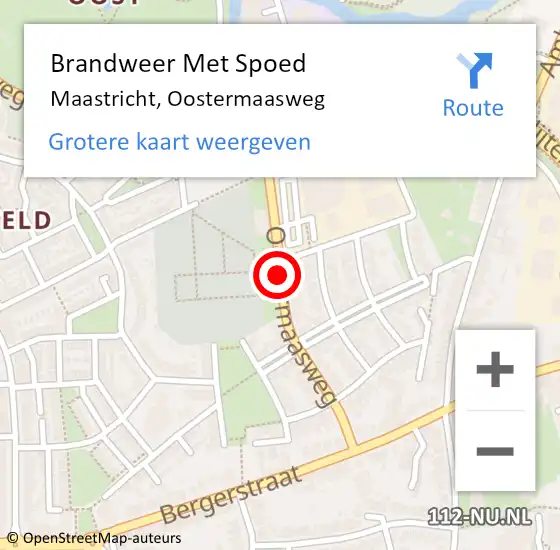 Locatie op kaart van de 112 melding: Brandweer Met Spoed Naar Maastricht, Oostermaasweg op 26 juli 2019 06:41