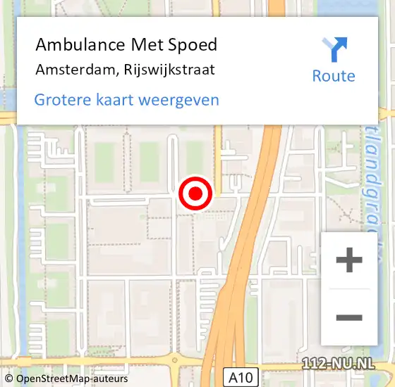 Locatie op kaart van de 112 melding: Ambulance Met Spoed Naar Amsterdam, Rijswijkstraat op 26 juli 2019 10:34