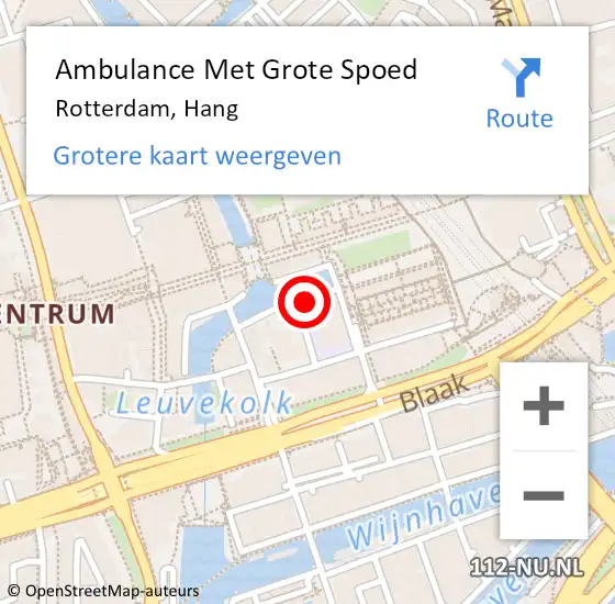 Locatie op kaart van de 112 melding: Ambulance Met Grote Spoed Naar Rotterdam, Hang op 26 juli 2019 11:22