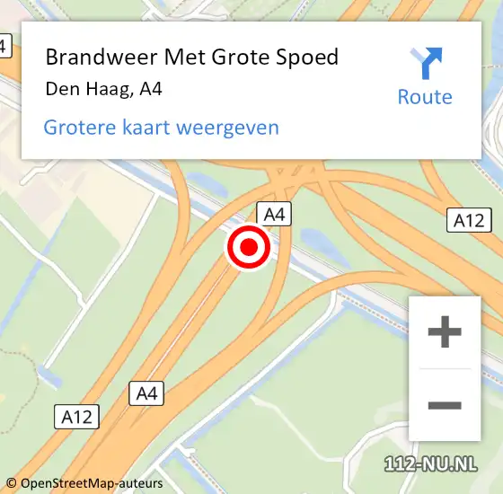 Locatie op kaart van de 112 melding: Brandweer Met Grote Spoed Naar Den Haag, A4 op 26 juli 2019 11:48