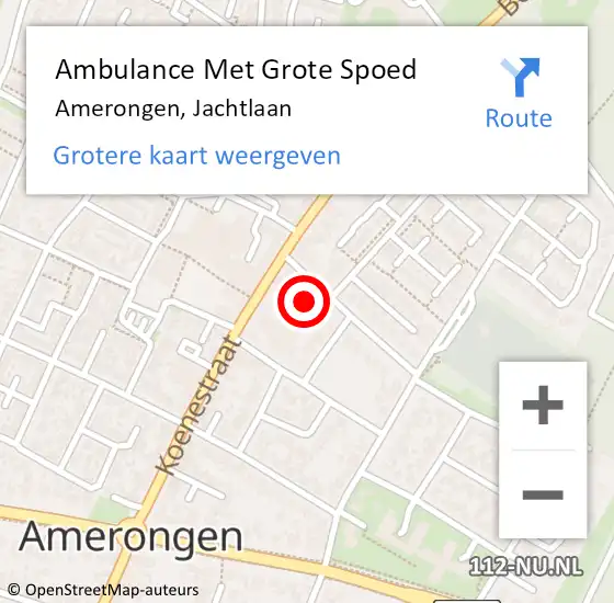 Locatie op kaart van de 112 melding: Ambulance Met Grote Spoed Naar Amerongen, Jachtlaan op 8 april 2014 18:31