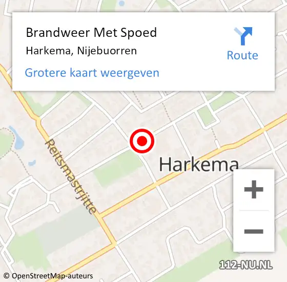 Locatie op kaart van de 112 melding: Brandweer Met Spoed Naar Harkema, Nijebuorren op 26 juli 2019 14:07