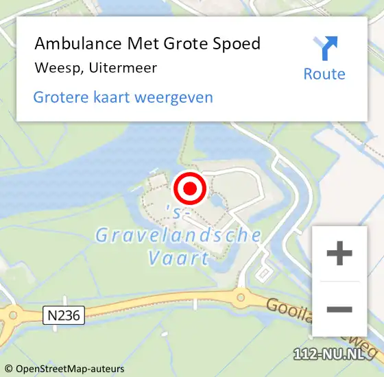 Locatie op kaart van de 112 melding: Ambulance Met Grote Spoed Naar Weesp, Uitermeer op 26 juli 2019 16:58