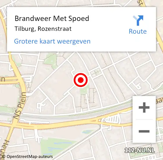 Locatie op kaart van de 112 melding: Brandweer Met Spoed Naar Tilburg, Rozenstraat op 26 juli 2019 19:13