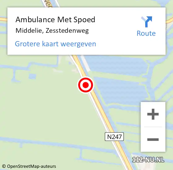 Locatie op kaart van de 112 melding: Ambulance Met Spoed Naar Middelie, Zesstedenweg op 26 juli 2019 19:23