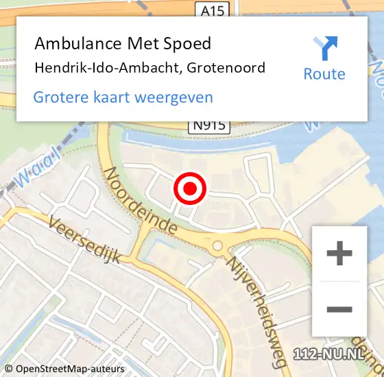 Locatie op kaart van de 112 melding: Ambulance Met Spoed Naar Hendrik-Ido-Ambacht, Grotenoord op 26 juli 2019 22:30