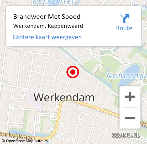 Locatie op kaart van de 112 melding: Brandweer Met Spoed Naar Werkendam, Kappenwaard op 27 juli 2019 00:00