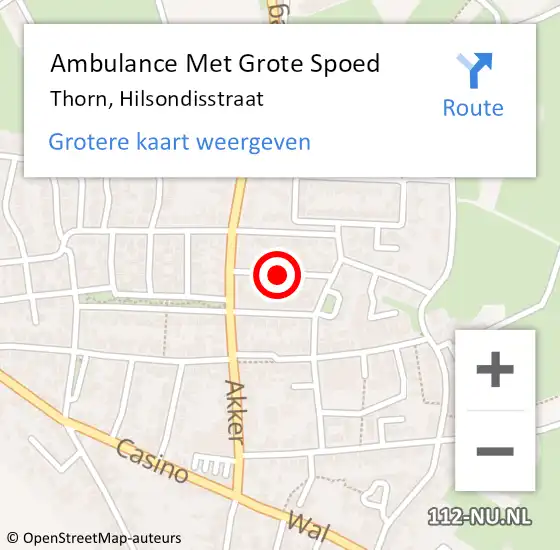 Locatie op kaart van de 112 melding: Ambulance Met Grote Spoed Naar Thorn, Hilsondisstraat op 27 juli 2019 02:46