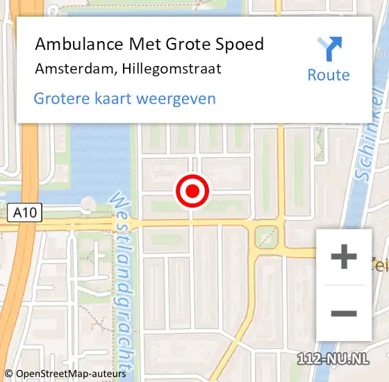 Locatie op kaart van de 112 melding: Ambulance Met Grote Spoed Naar Amsterdam, Hillegomstraat op 27 juli 2019 06:27
