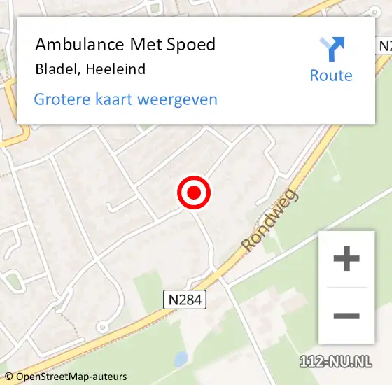 Locatie op kaart van de 112 melding: Ambulance Met Spoed Naar Bladel, Heeleind op 27 juli 2019 09:14