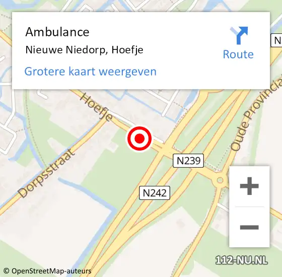 Locatie op kaart van de 112 melding: Ambulance Nieuwe Niedorp, Hoefje op 27 juli 2019 13:31