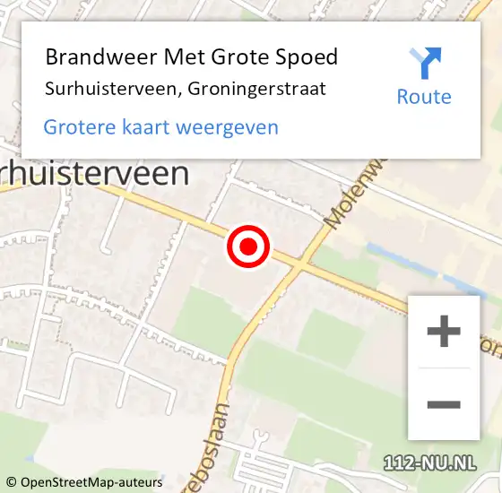 Locatie op kaart van de 112 melding: Brandweer Met Grote Spoed Naar Surhuisterveen, Groningerstraat op 27 juli 2019 14:34