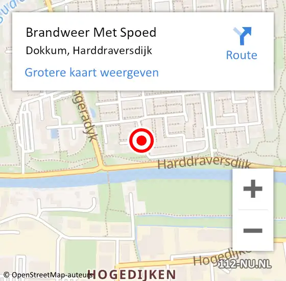 Locatie op kaart van de 112 melding: Brandweer Met Spoed Naar Dokkum, Harddraversdijk op 27 juli 2019 14:40