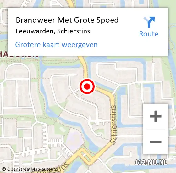 Locatie op kaart van de 112 melding: Brandweer Met Grote Spoed Naar Leeuwarden, Schierstins op 27 juli 2019 16:45