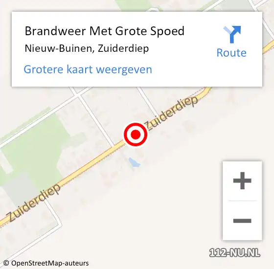Locatie op kaart van de 112 melding: Brandweer Met Grote Spoed Naar Nieuw-Buinen, Zuiderdiep op 27 juli 2019 22:59