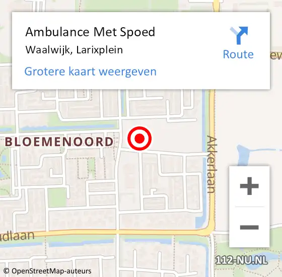 Locatie op kaart van de 112 melding: Ambulance Met Spoed Naar Waalwijk, Larixplein op 27 juli 2019 23:31