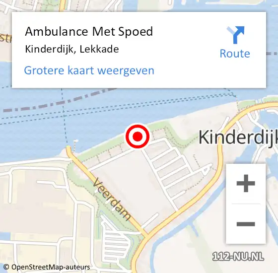 Locatie op kaart van de 112 melding: Ambulance Met Spoed Naar Kinderdijk, Lekkade op 28 juli 2019 03:17