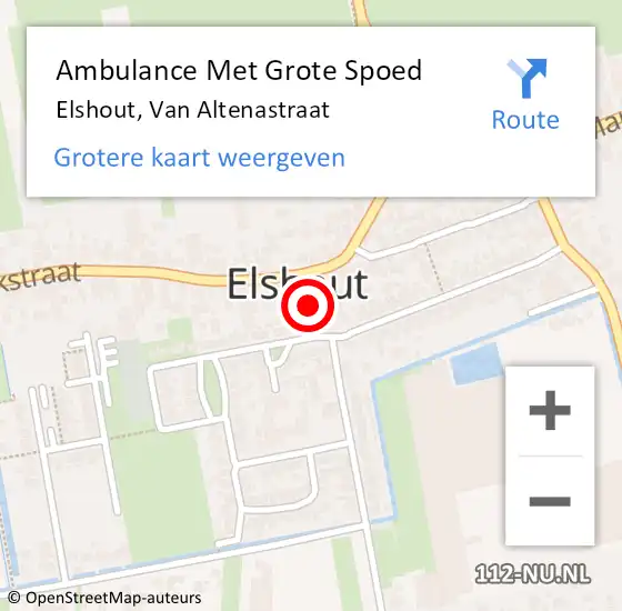 Locatie op kaart van de 112 melding: Ambulance Met Grote Spoed Naar Elshout, Van Altenastraat op 28 juli 2019 09:11