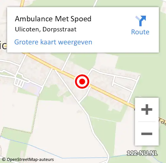 Locatie op kaart van de 112 melding: Ambulance Met Spoed Naar Ulicoten, Dorpsstraat op 28 juli 2019 15:40