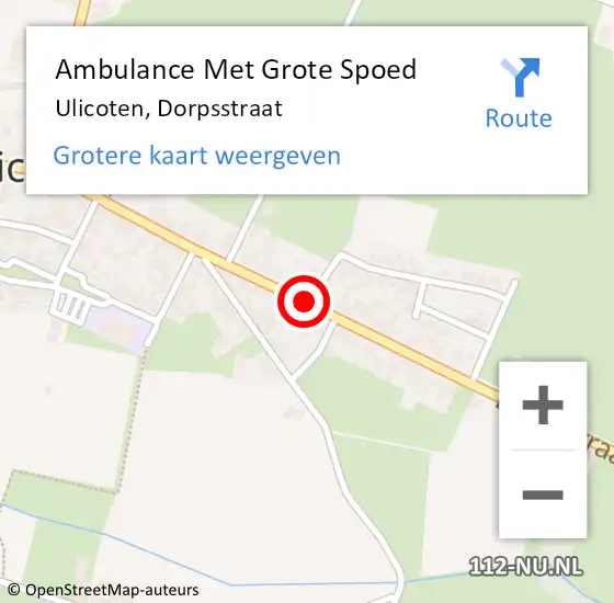 Locatie op kaart van de 112 melding: Ambulance Met Grote Spoed Naar Ulicoten, Dorpsstraat op 28 juli 2019 16:04