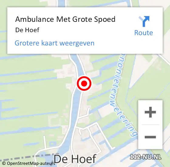 Locatie op kaart van de 112 melding: Ambulance Met Grote Spoed Naar De Hoef op 28 juli 2019 21:08