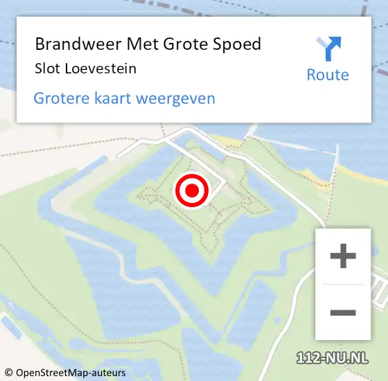 Locatie op kaart van de 112 melding: Brandweer Met Grote Spoed Naar Slot Loevestein op 29 juli 2019 02:36