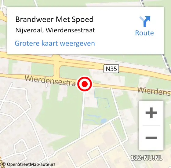 Locatie op kaart van de 112 melding: Brandweer Met Spoed Naar Nijverdal, Wierdensestraat op 29 juli 2019 07:22