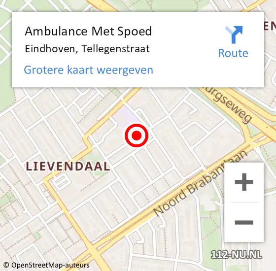 Locatie op kaart van de 112 melding: Ambulance Met Spoed Naar Eindhoven, Tellegenstraat op 29 juli 2019 07:38
