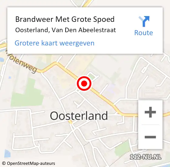 Locatie op kaart van de 112 melding: Brandweer Met Grote Spoed Naar Oosterland, Van Den Abeelestraat op 29 juli 2019 09:17