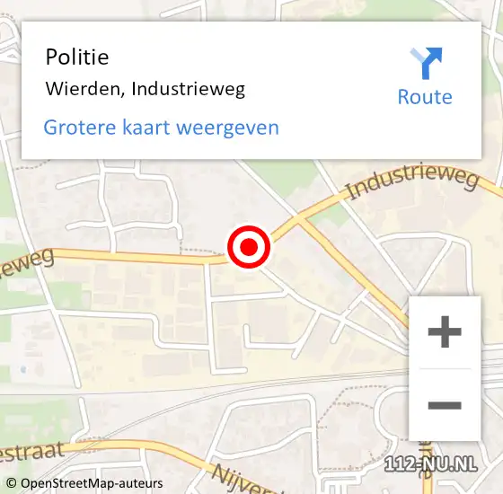 Locatie op kaart van de 112 melding: Politie Wierden, Industrieweg op 29 juli 2019 10:18