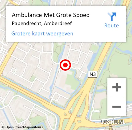 Locatie op kaart van de 112 melding: Ambulance Met Grote Spoed Naar Papendrecht, Amberdreef op 29 juli 2019 13:37