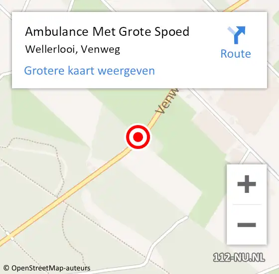 Locatie op kaart van de 112 melding: Ambulance Met Grote Spoed Naar Wellerlooi, Venweg op 29 juli 2019 16:04