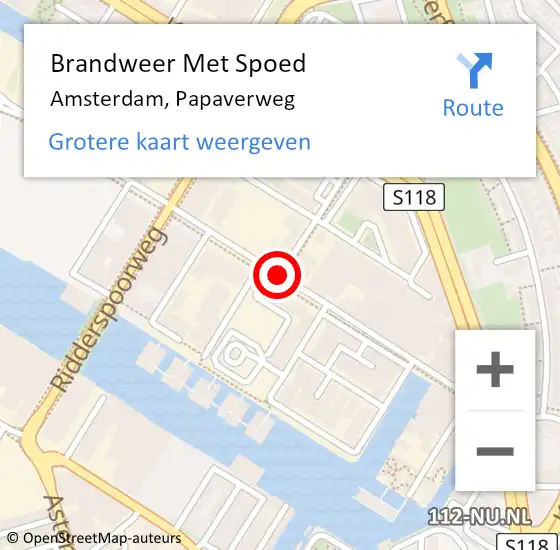 Locatie op kaart van de 112 melding: Brandweer Met Spoed Naar Amsterdam, Papaverweg op 29 juli 2019 16:47