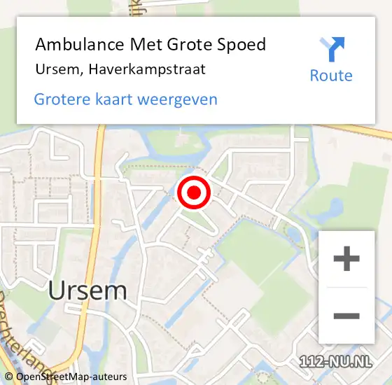 Locatie op kaart van de 112 melding: Ambulance Met Grote Spoed Naar Ursem, Haverkampstraat op 29 juli 2019 18:08