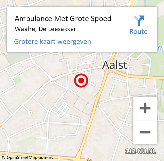 Locatie op kaart van de 112 melding: Ambulance Met Grote Spoed Naar Waalre, De Leesakker op 29 juli 2019 19:34