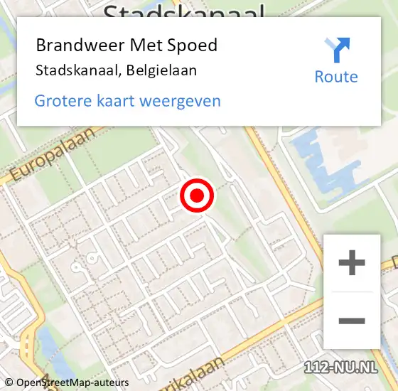 Locatie op kaart van de 112 melding: Brandweer Met Spoed Naar Stadskanaal, Belgielaan op 29 juli 2019 22:22