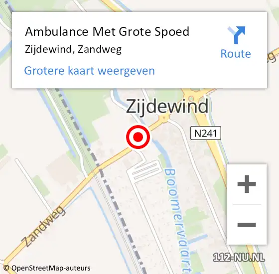 Locatie op kaart van de 112 melding: Ambulance Met Grote Spoed Naar Zijdewind, Zandweg op 29 juli 2019 22:29